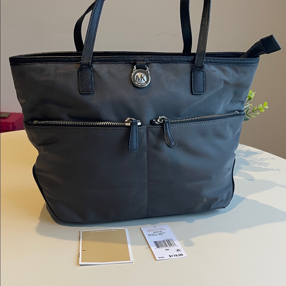 Michael Kors Charcoal Tote with Silver Accents